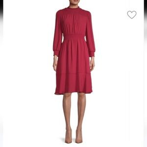 Nannette Lepore Smocked Blouson‎ Dress Size 14, Brick Red